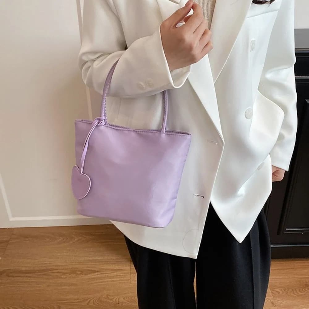 New Macaron Color Mini Tote Bag Lightweight Mini Shoulder Bag All-match Design Nylon Handbag For Women