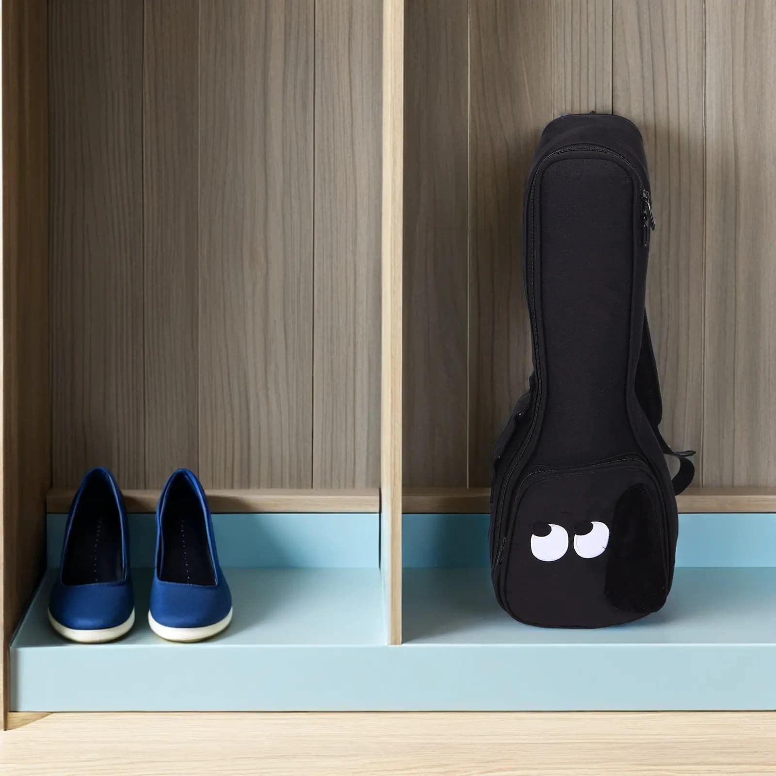 Custodia per Ukulele Nera Impermeabile in Tessuto Oxford Imbottita con Scomparto Accessori e Doppio Manico per Ukulele da Concerto