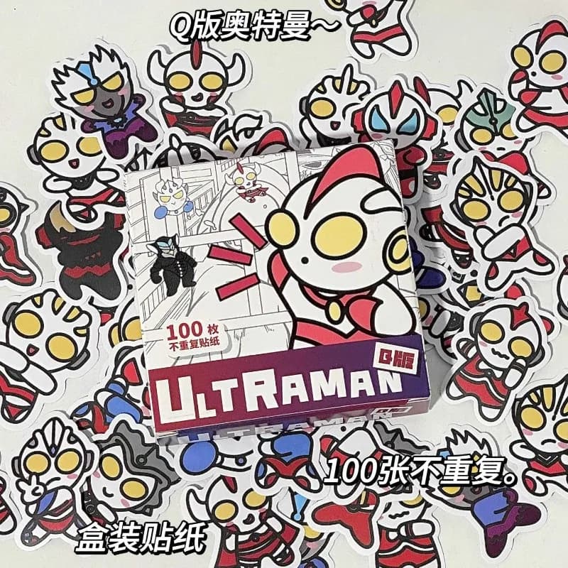 100 Adesivi Ultraman Anime per Notebook, Skateboard, Bici, Casco - Impermeabili, Regalo Giocattolo Fai da Te