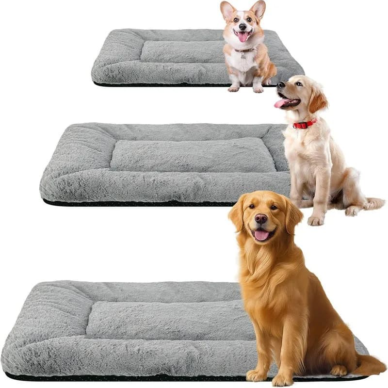 Winter Warm Cat Dog Bed for Medium Large Dogs, Extra Thick Plush Pet Mat, Cozy Crate Cushion for Indoor Use