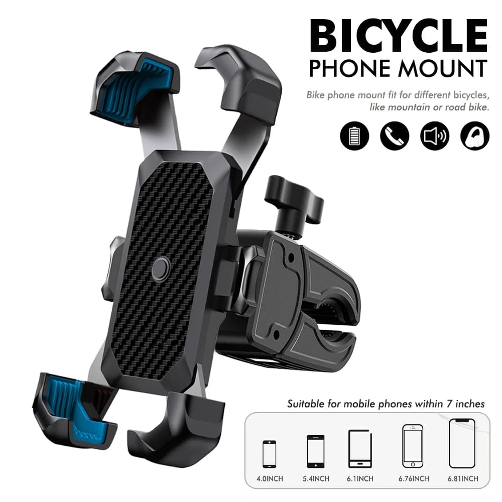 New Bike Phone Holder 360° View Universal Bicycle Phone Holder for 4.7-7 inch Mobile Phone Stand Shockproof Bracket GPS Clip