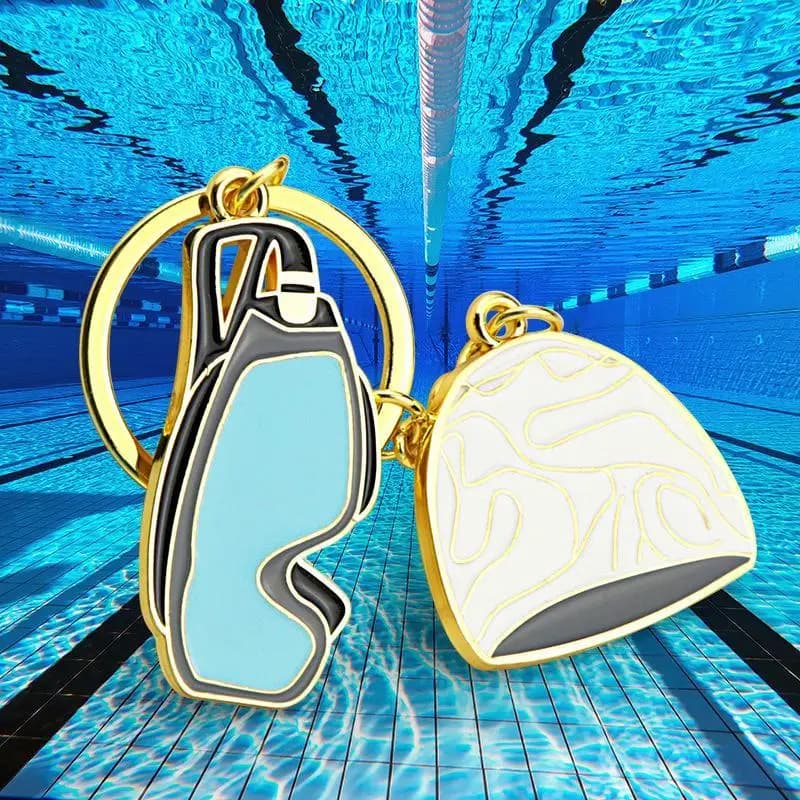 Portable Swimmer Keychain Delicate Metal Swim Goggles Cap Charm Pendant Sports Keyring for Travel Bag Decor Gift