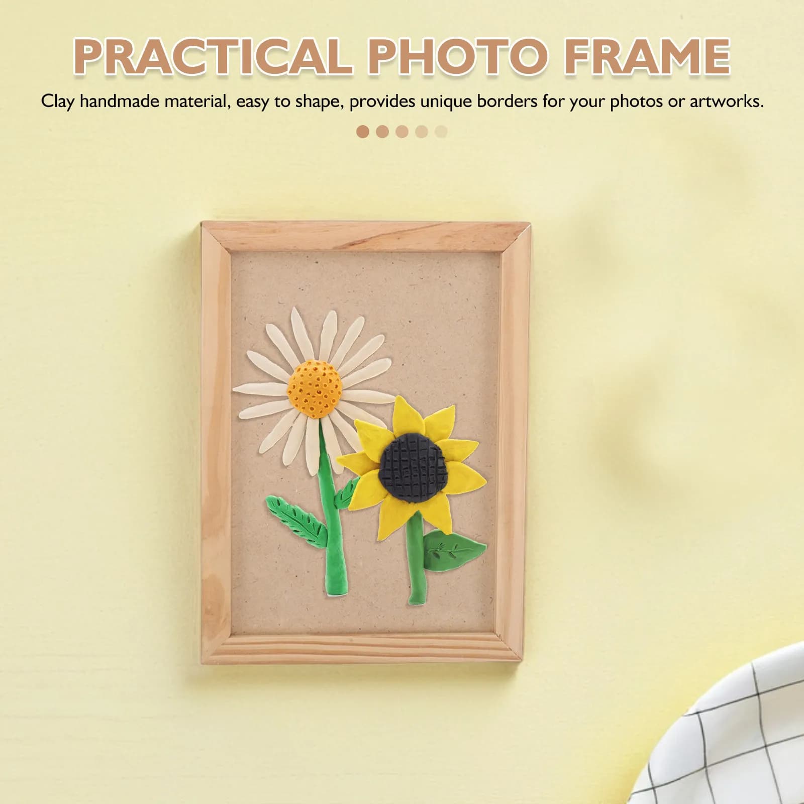 3Pcs Natural Wood Clay Picture Frames Unfinished DIY Decorative Photo Frames Artistic Handmade Solid Wood
