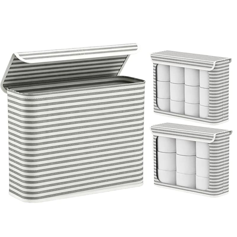 1pc Toilet Paper Storage Holder Foldable Fabric Toilet Paper Basket with Lid for TP Towels and Toiletries Household Storage TMZ