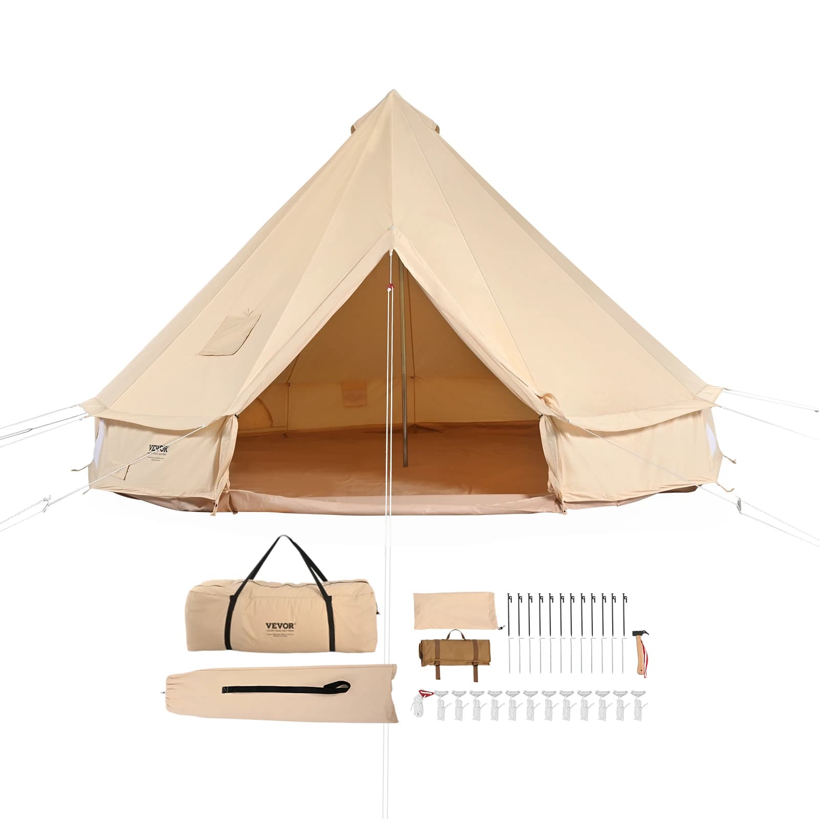 SucceBuy Tenda a campana in tela Tenda per yurta da 4 stagioni da 5 m Tenda in tela per campeggio con stufa Tenda traspirante può contenere fino a 8 persone