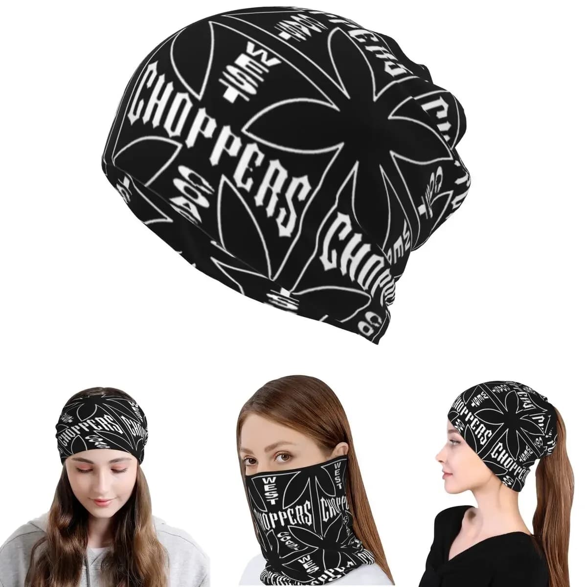 Personalized West Coast Iron Cross Choppers Bandana Neck Cover Wrap Scarf Warm Headwear Beanies Hat Unisex Adult All Season
