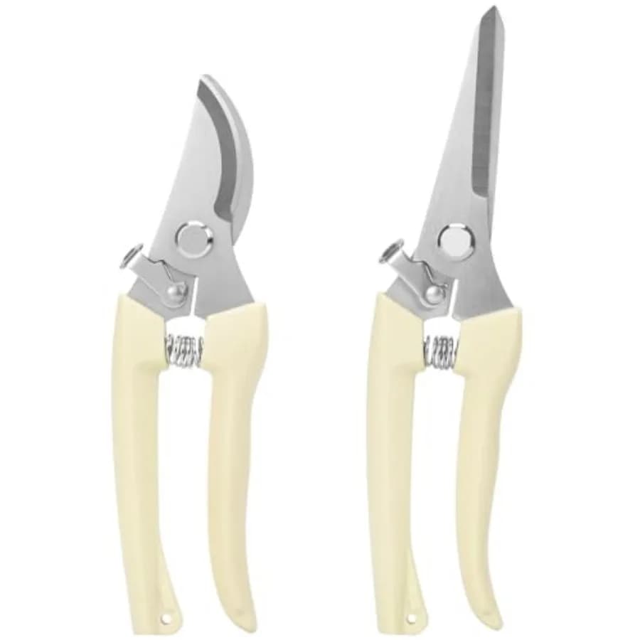 2Pcs Professional Pruning Shears Include 1 Bypass Pruning Shears and 1 Straight Blade Garden Scissors Premium Garden Shears for