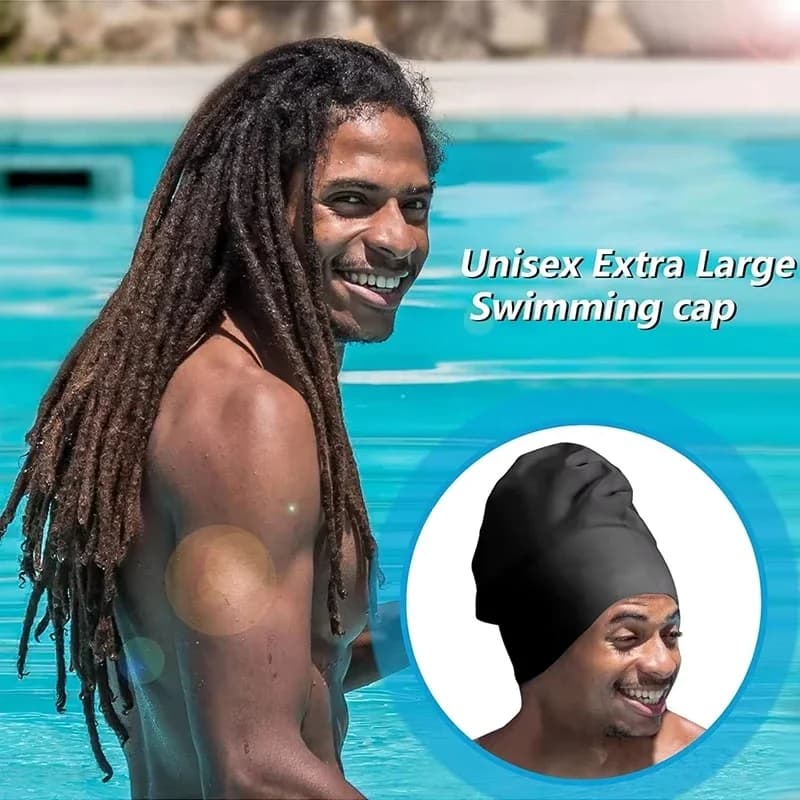 Large Size Silicone Swim Cap Full Wrap Adult Swimming Cap Soft Comfort For Long Hair Dreadlocks Wearers Non-slip Inner Lining