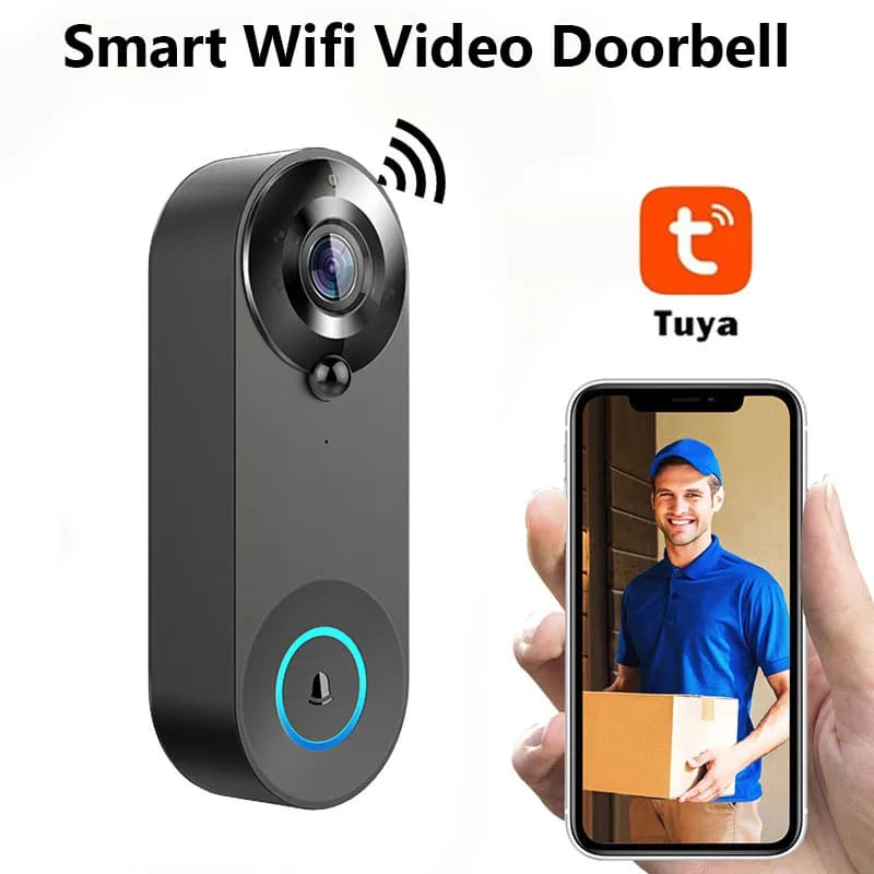 HD 1080P Campanello senza fili intelligente Videocitofono WiFi Visione notturna Tuya Sicurezza domestica intelligente Rilevazione movimento Campanello per porta Telecamera