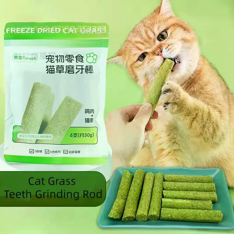 6/18 Pezzi Bastoncini di Erba per Gatti, Giocattolo da Masticare per la Pulizia dei Denti, Rimozione Delicata e Salutare delle Palline di Pelo, Snack per Gatti, Bastoncini per la Pulizia dei Denti