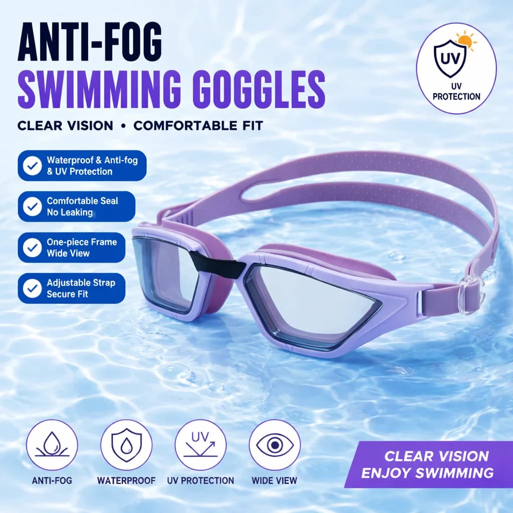 Adult Swimming Goggles Anti Fog Waterproof HD Swim Glasses Adjustable Buckle Racing Swim Eyewear