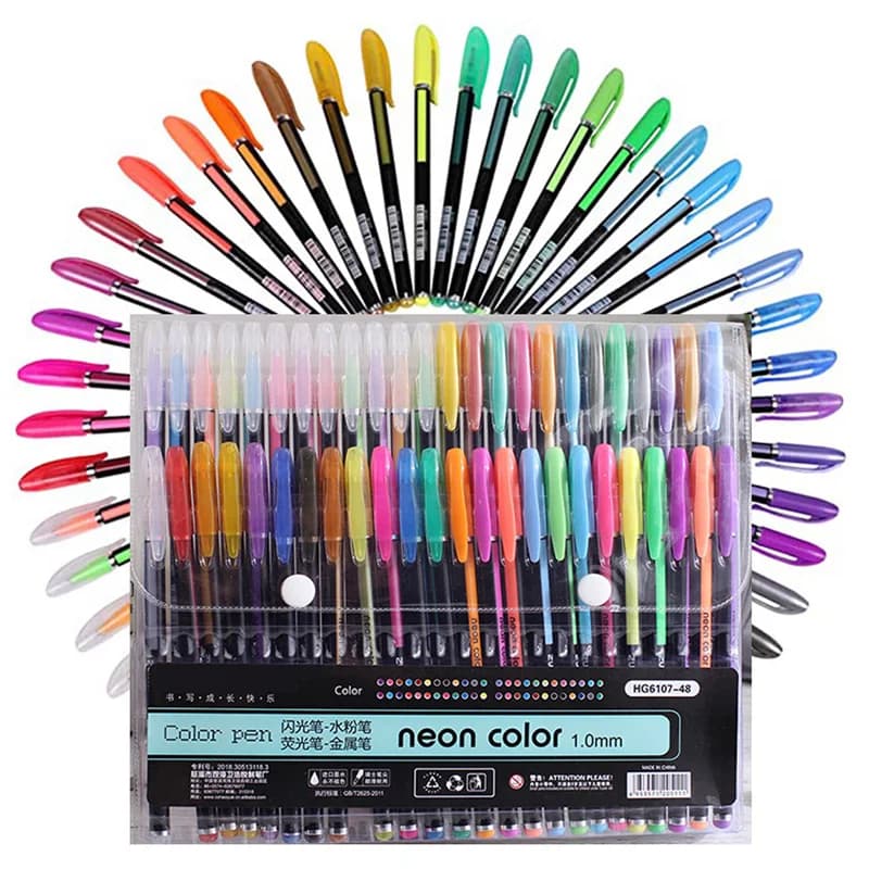 12/24 pcs color glitter metallic gel pens and paper pens for school office coloring books for adults magazines design art pens