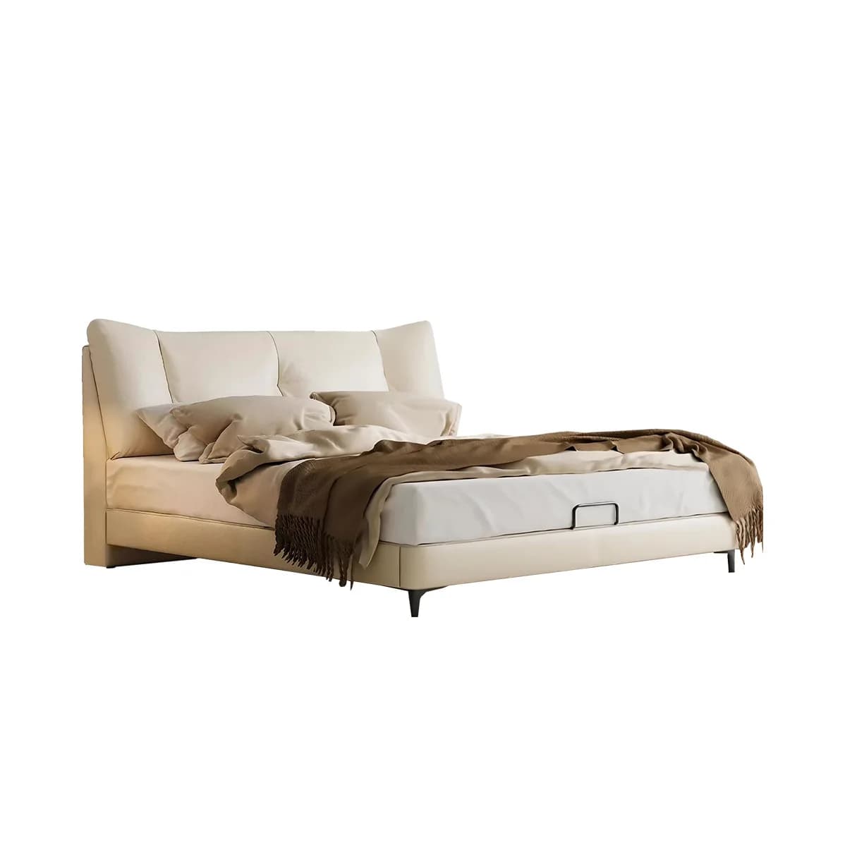 Pelle semplice e moderna doppia luce di lusso camera da letto atmosferica nuvola borsa morbida camera da letto principale francese letto fatato