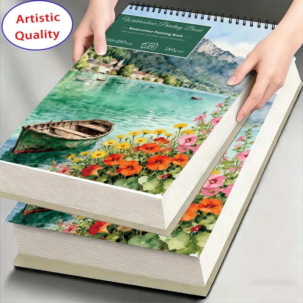A4/A5 180GSM Watercolor Sketchbook 26 Sheets, Acid Free Plain Art Paper Pad, Thick Textured Notebook for Daily Sketching, Waterc
