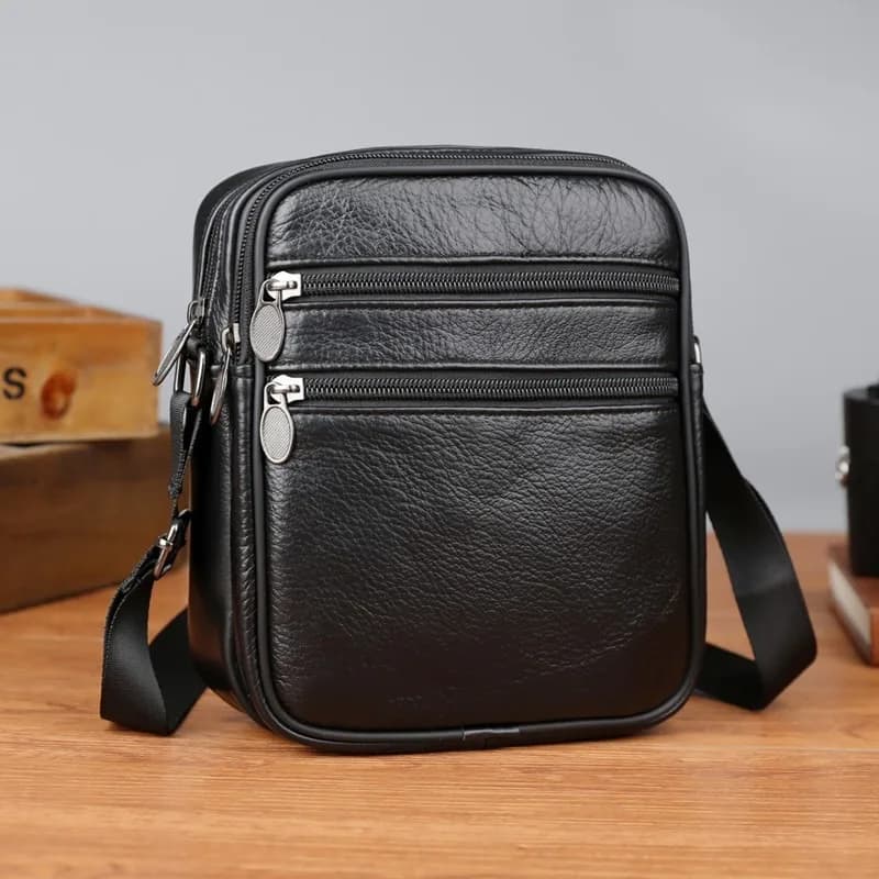 Borsa a tracolla da uomo Borse casual Borse a tracolla piccole in vera pelle per uomo 2025 Business Sling Marito Nero