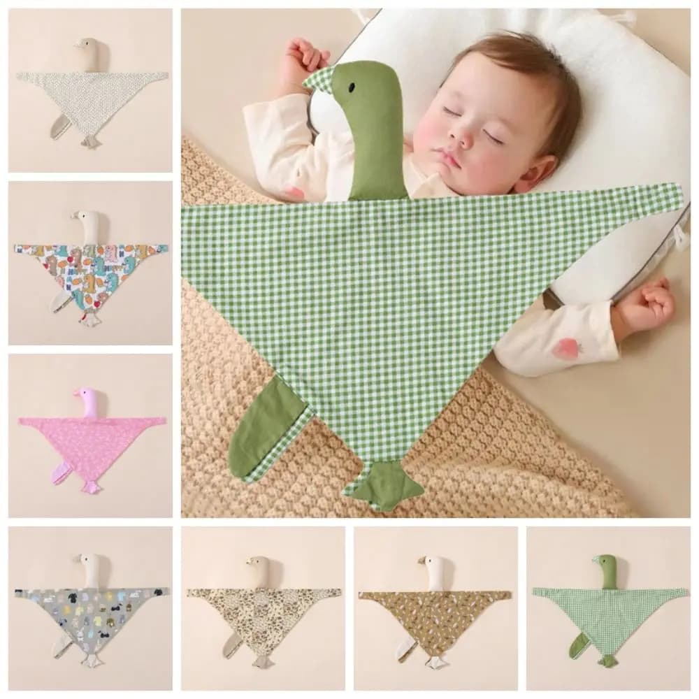 Cuscino Interattivo per Neonati a Forma di Oca/Cigno in Puro Cotone, Asciugamano per la Saliva, Giocattolo Confortevole per Bambini