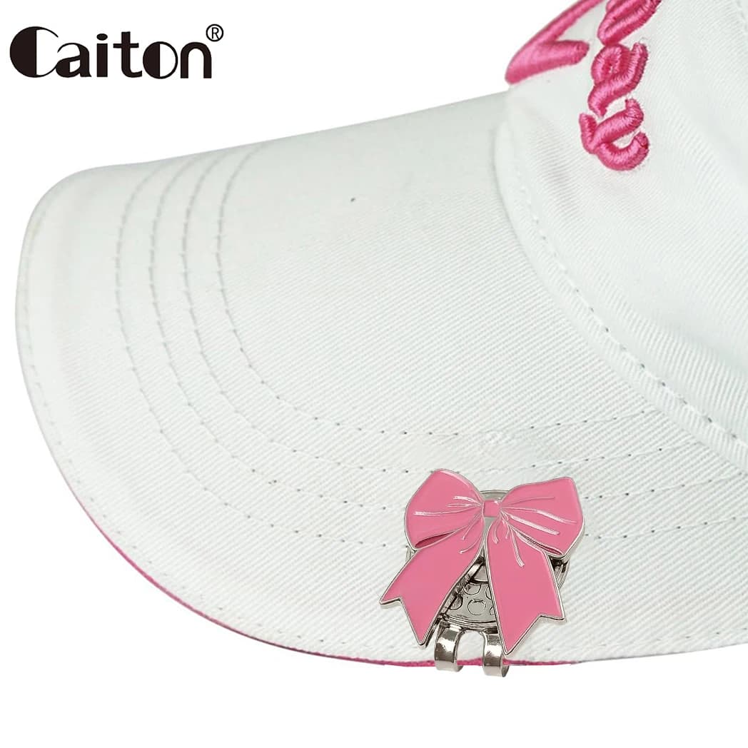 Clip per cappello da golf con nastro rosa Caiton con pennarello magnetico, accessorio per berretto carino da donna, ideale per esercitarsi o giochi di golf