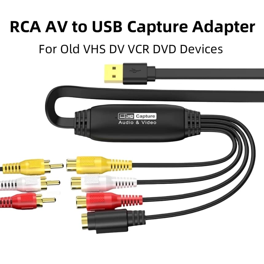 Scheda di acquisizione video RCA AV a USB 2.0 Vecchio TV VHS DVD VCR a file digitali Adattatore per laptop PC desktop Supporto OBS