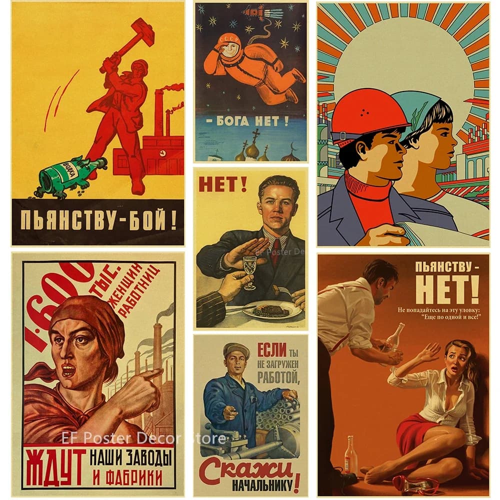 Diamond Painting Cross Stitch Vintage Stalin USSR CCCP Poster Poster Aesthetic Prints and Posters Wall Art Retro Painting Home