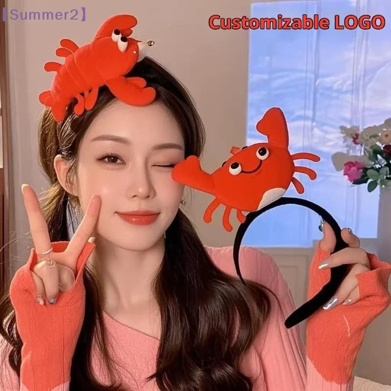 【Xia2】Cartoon Lobster Crab Hair Hoop Headwear Cute Funny Wash Face Headband Party Headdress Performance Props {S}