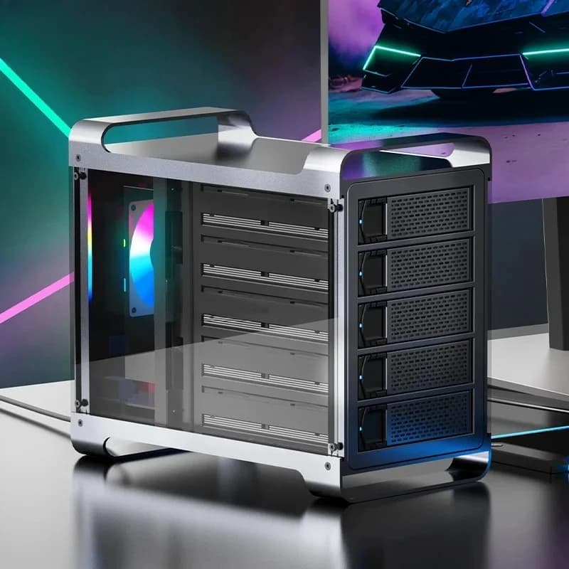 USB 3.0 150W 90TB Max per archiviazione NAS Custodia per disco rigido esterno RAID a 5 alloggiamenti Custodia per HDD SSD SATA da 2,5 "3,5" pollici