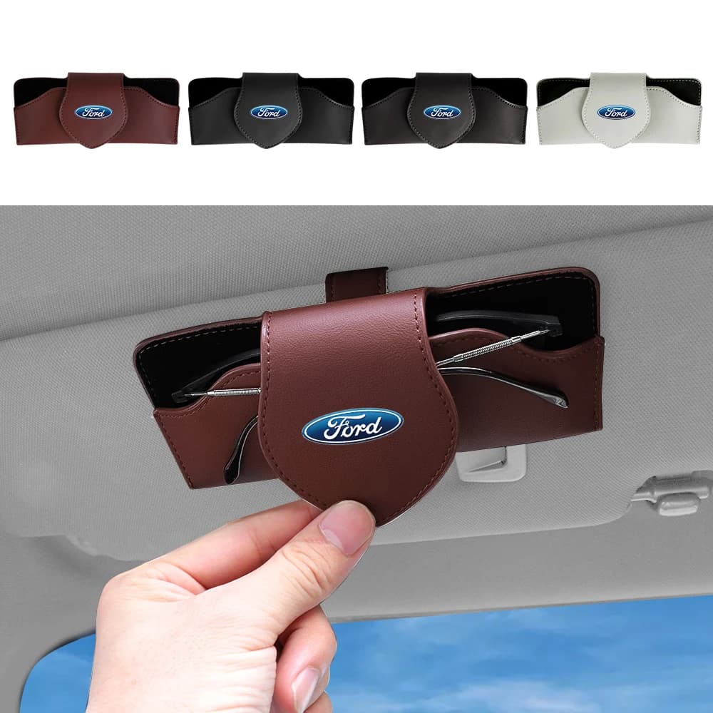 Custodia in pelle per occhiali da sole da auto, organizer per visiera parasole per Ford STRacing STRACING Fiesta Mondeo Fusion Explorer Escape