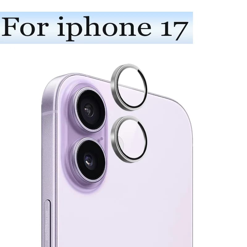 2Pcs/ 3D Full-Coverage Camera Lens Protector For Apple iphone17 Tempered Glass with Metal Ring Anti-Scratch 9H