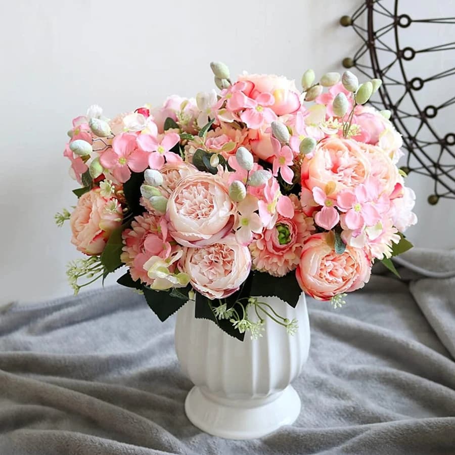 Fiori artificiali Veno rosa Bouquet Vaso di rose di seta Decorazioni per la casa Giardino Matrimonio Decorativo Piante finte Festival Ghirlanda Materiale
