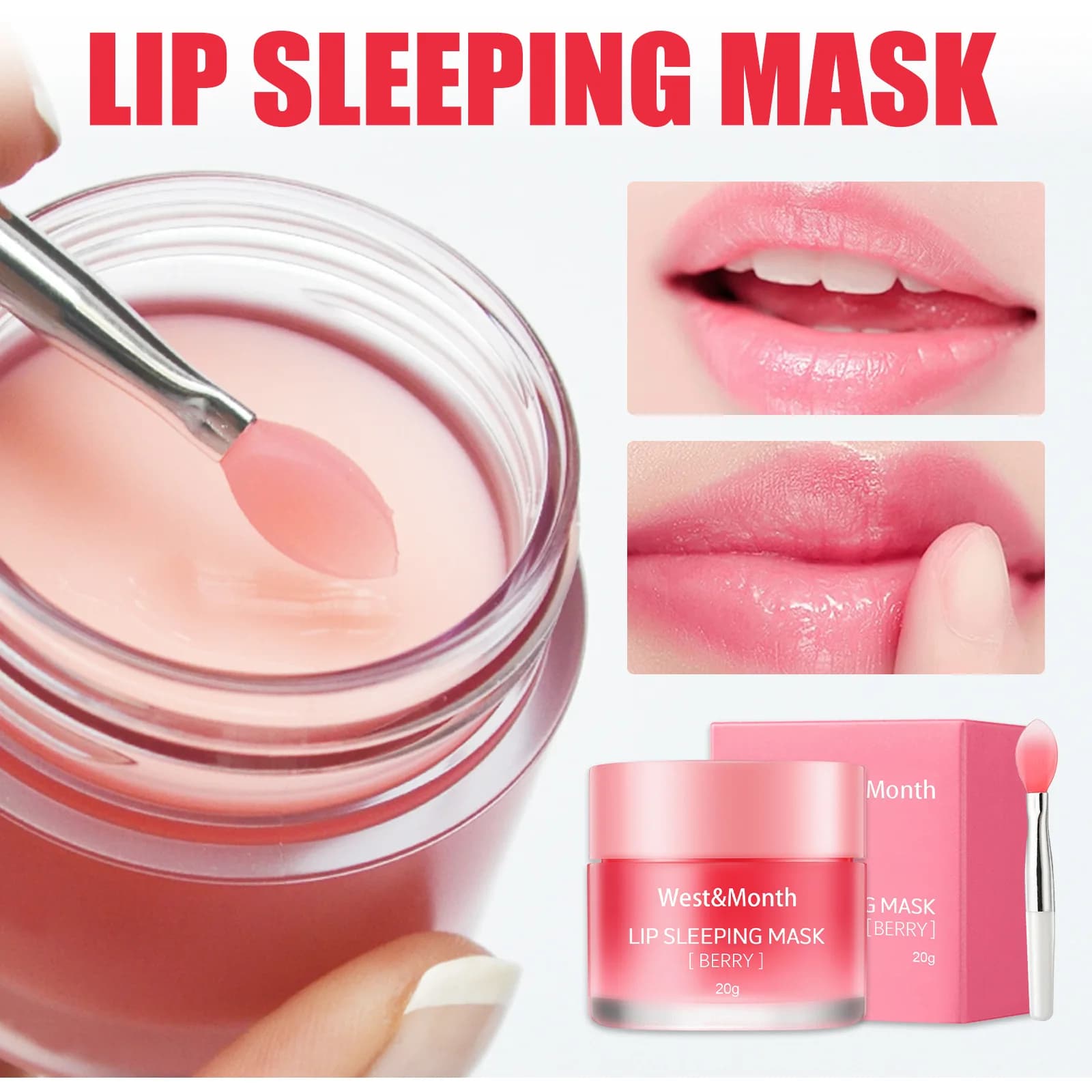 Maschera Labbra Notturna West&Month: Trattamento Esfoliante e Nutriente per Labbra Secche e Screpolate, Rimuove la Pelle Morta
