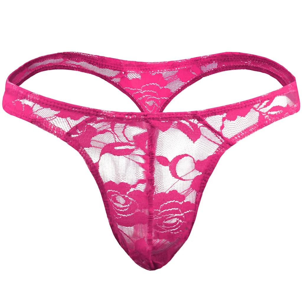 Mens Sexy Sissy Low Rise Lace Transparent Breathable Thong Underwear T-back Bikini Underpant Men's Lace Thong Panties Sexy