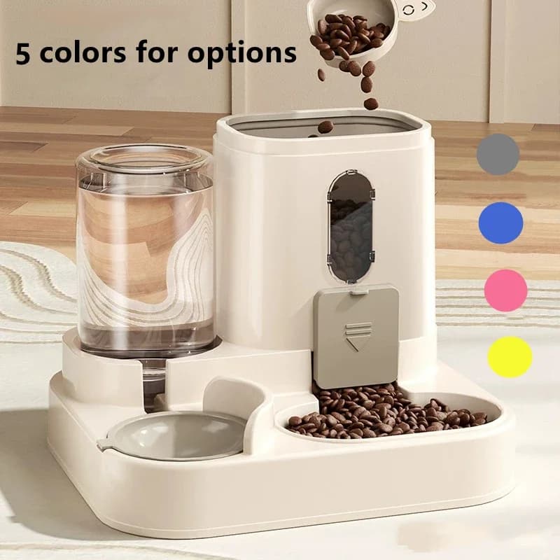 Set Dispenser Automatico di Cibo e Acqua UO Gravity per Cani e Gatti, Ciotola Universale per Animali Domestici