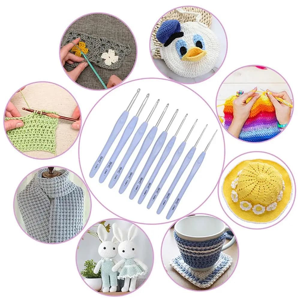 DIY Soft Handle Knitting Needles Aluminum Multisize Crocheting Hooks Long Weaving Tool Scarf