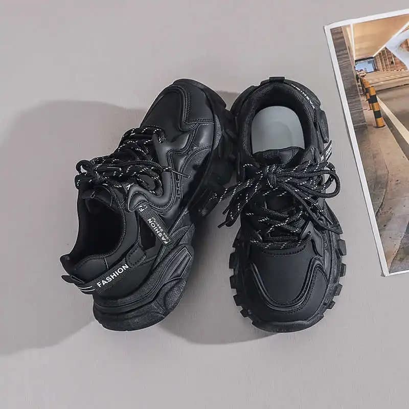 Parkour Zimni Scarpe da scuola nere da donna Scarpe da ginnastica Oxford Tacco alto Tacco medio Scarpe da donna sportive Scarpe da donna Scarpe da donna Runner