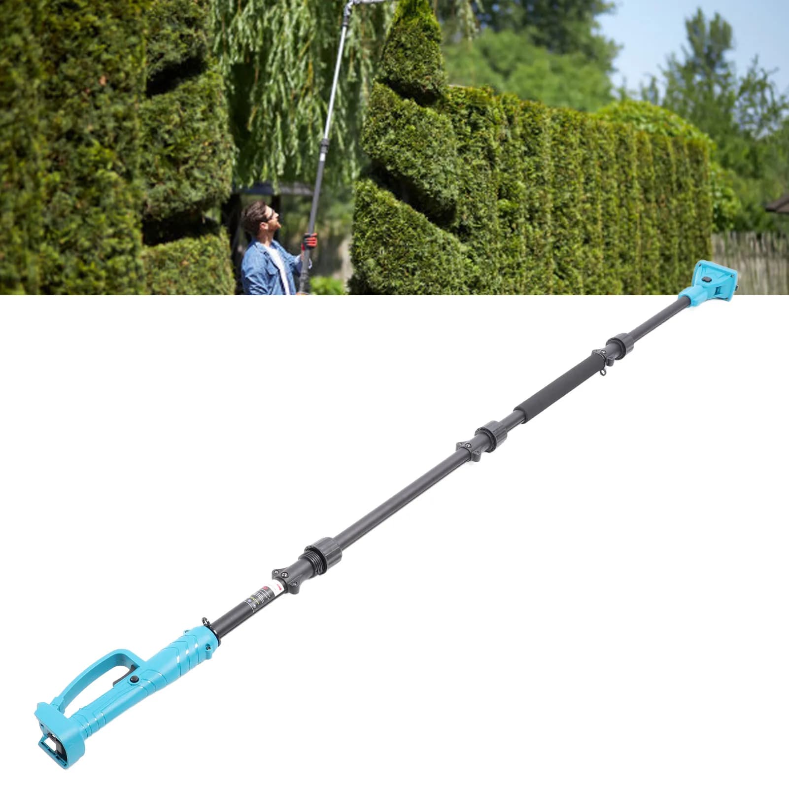 Extension rod for electric pruning Cesoie for high branch pruning telescopic rod 4 sections with housing 6,56 feet 2 meters Blue