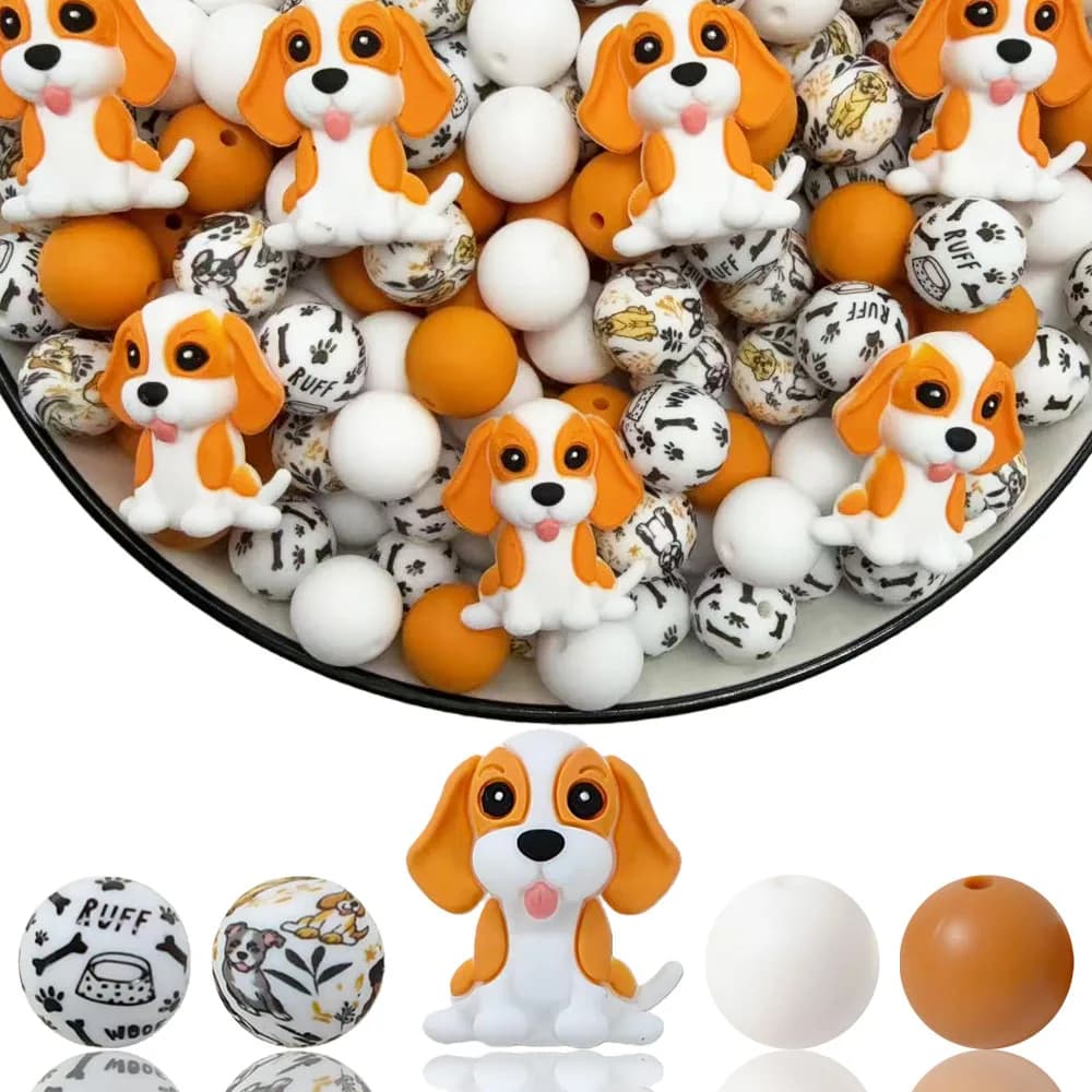 Set di 33 Perline in Silicone 3D a Forma di Cucciolo, per Creazione Fai-da-Te di Collane, Braccialetti, Decorazioni per Penne, Gioielli, Ciondoli, ecc. Regalo di compleanno per le vacanze