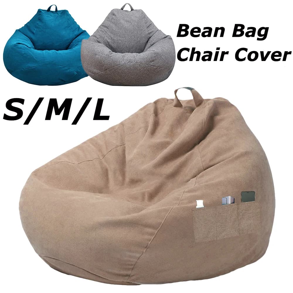 Copridivano pigro Coprisedie solide senza imbottitura Lettino Sedile Bean Bag Grande soffice Pouf Puff Divano Tatami Soggiorno Beanbags