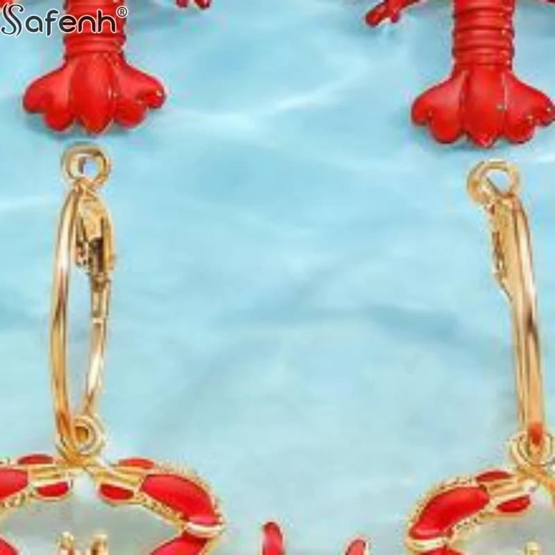 Orecchini a cerchio con granchio e aragosta smaltati, gioielli da spiaggia dorati per donna, accessori per feste estive