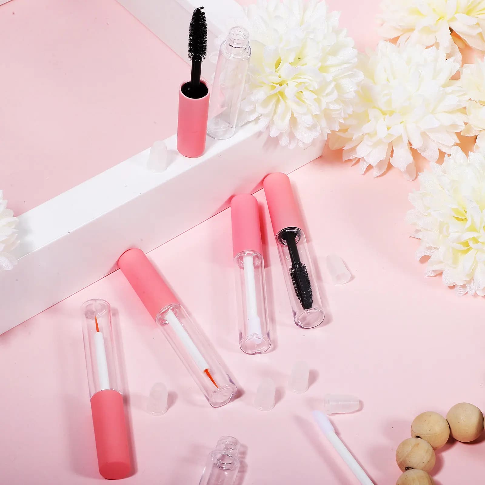 6 rechargeable vacuum tubes for mascara, reusable eyelash containers for daily travel, professional makeup supplies