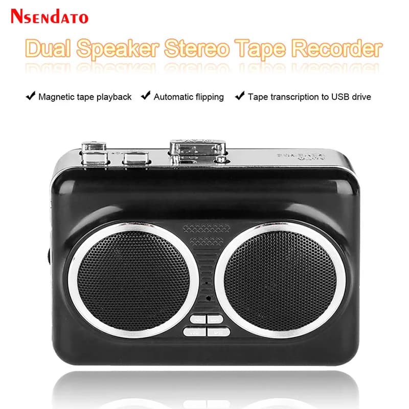Lettore di cassette USB Convertitore da nastro a MP3 Lettore di cassette stereo audio musicale con doppio altoparlante per disco flash USB PC iPod