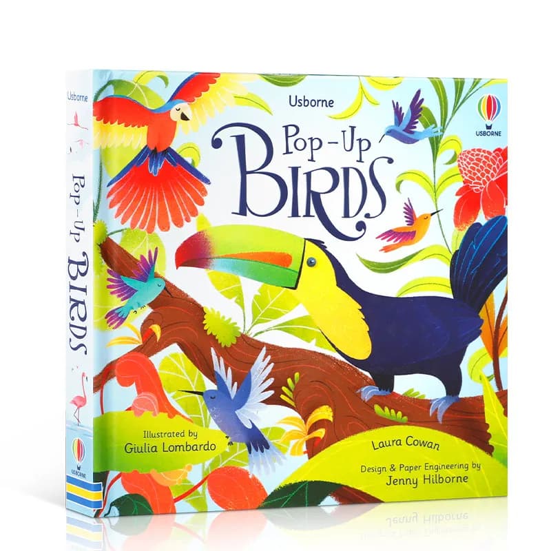Libro pop-up 3D con pappagalli, libro illustrato in inglese per bambini piccoli, libro di storie educativo per la prima infanzia, materiale di lettura per la buonanotte