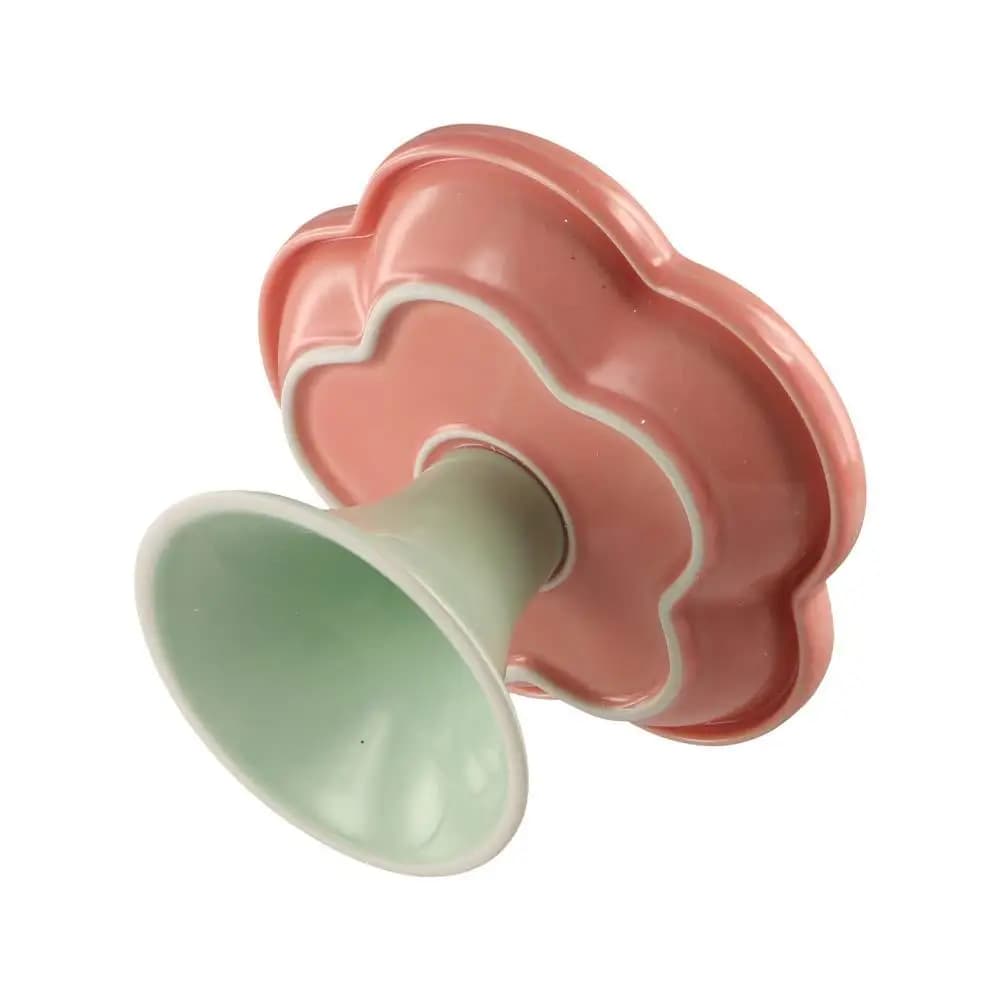 Ciotola in Ceramica per Gatti con Design Floreale e Supporto, Ciotola Rialzata Antiscivolo per Cani, Piatto per Cibo e Acqua