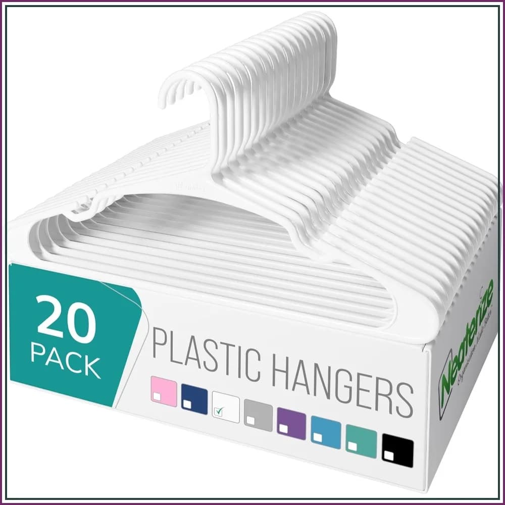 20 Pack Plastic Clothes Hangers - Space Saving, Non-Slip Design for Suits, Dresses, Coats - Slim & Sturdy