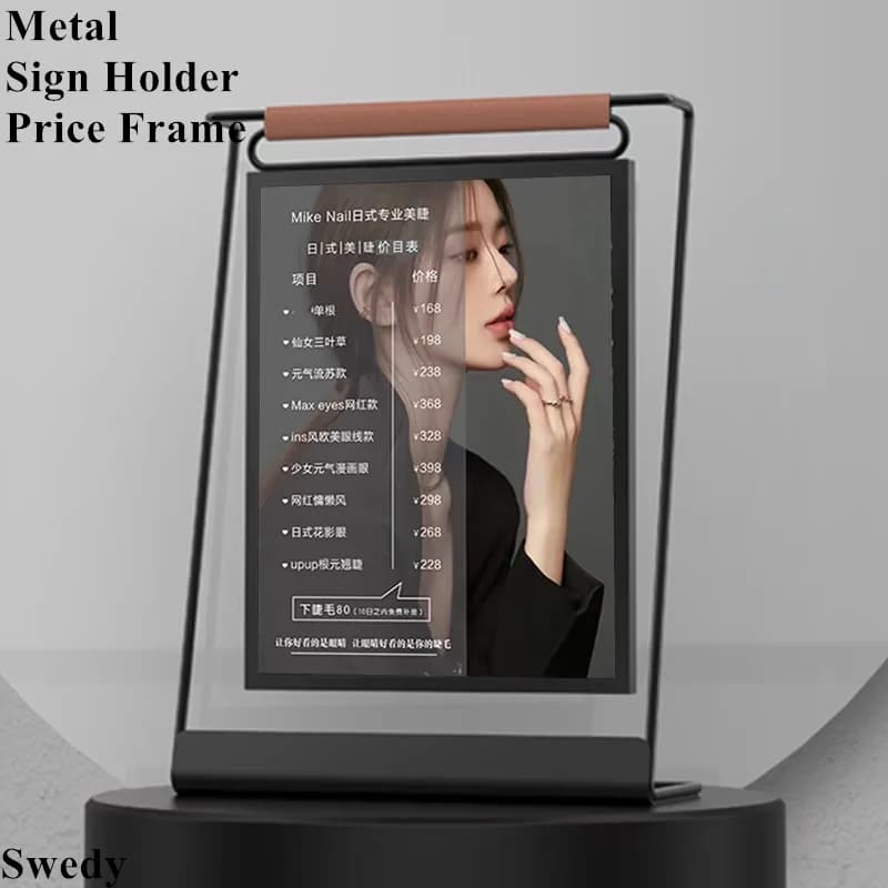 8 Inch Acrylic Metal Sign Holder Menu Display Price List Birthday Gift for Wedding Poster Frame with Metal Photo