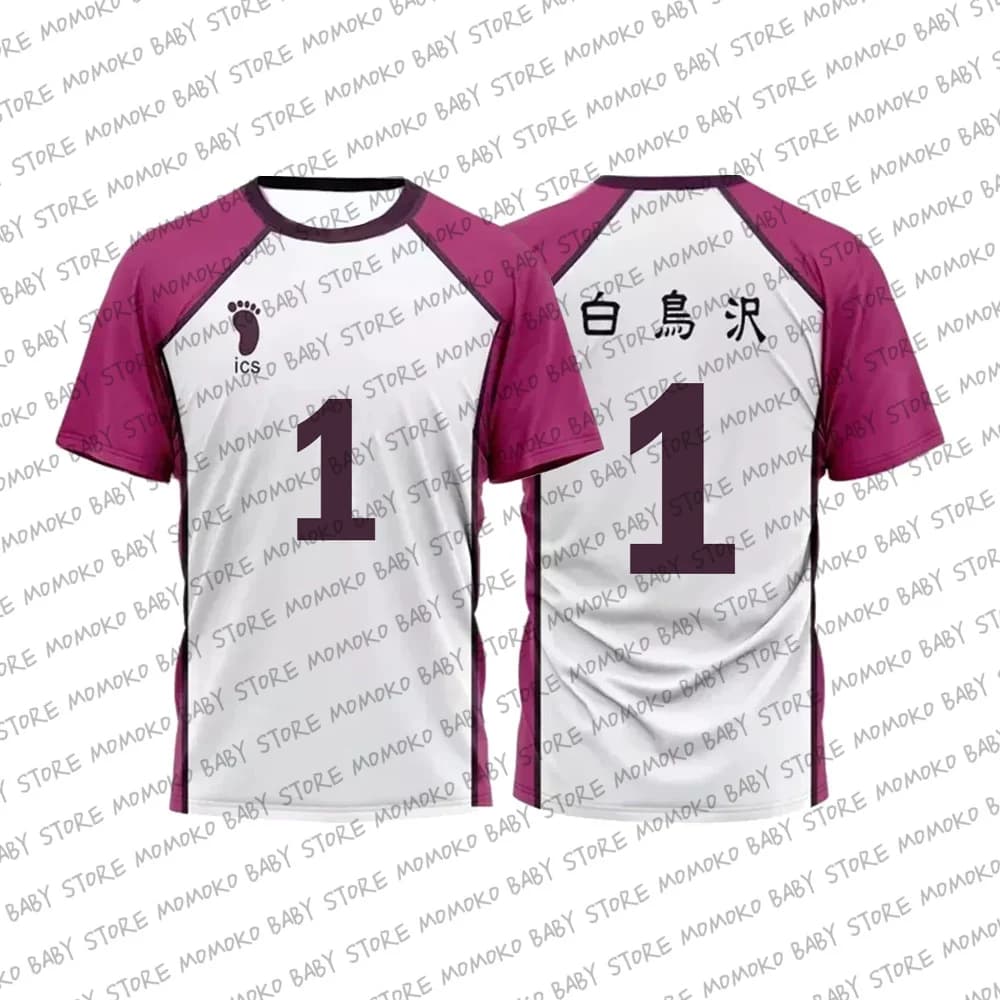 Anime giapponese Cosplay Shiratorizawa Academy Uniforme da pallavolo Wakatoshi Ushijima T-shirt Haikyuu Jersey Felpa da donna
