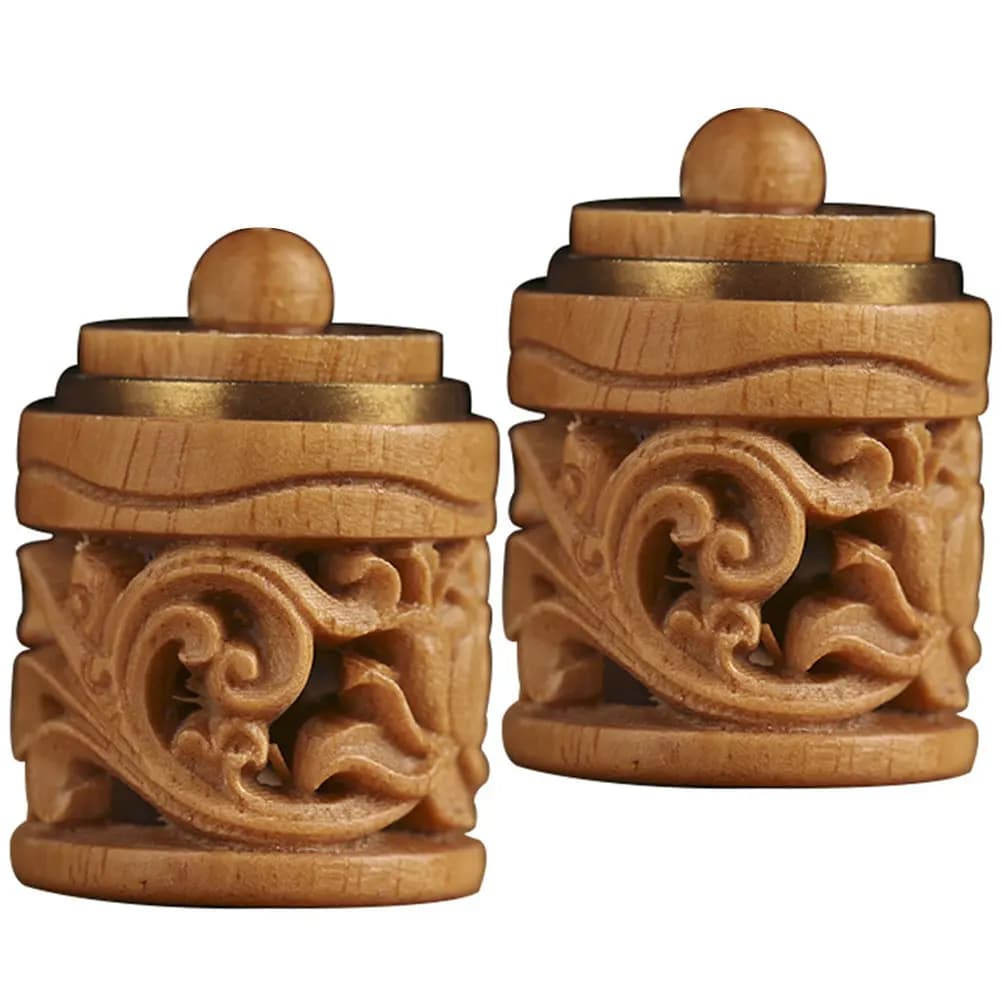2Pcs Carved Wooden Aroma Beads Sachet Bottle Hanging Pendant for DIY Aromatherapy Diffuser Portable Scent Balls Container