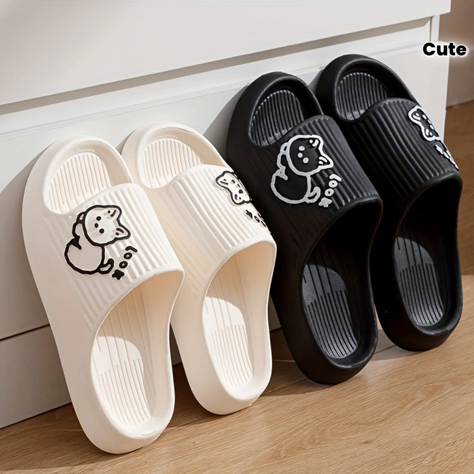 Summer Couple Slippers Odor-Proof Non-Slip Thick-Soled Slides Bathroom Shoes for Women Men Cute Home Slippers