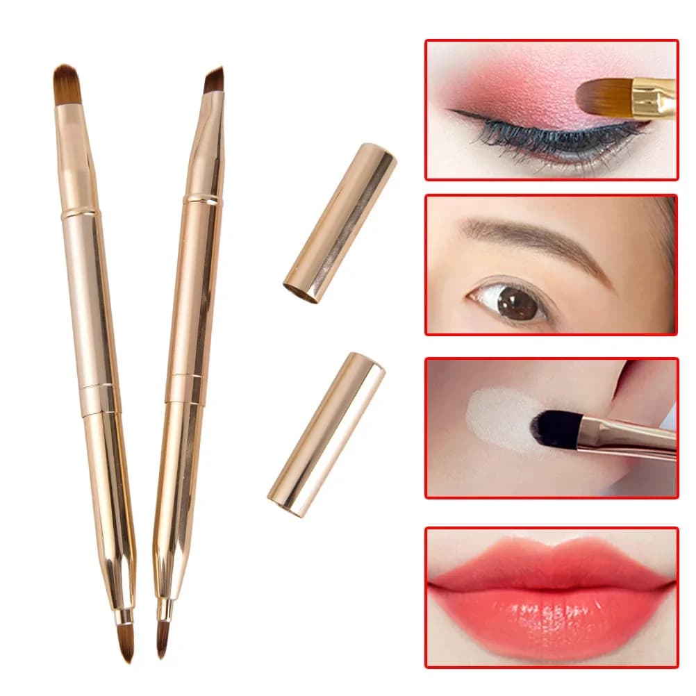 1pc Pennello a doppia testa Pennello per labbra retrattile Eyeliner Ombretto Sopracciglio Rossetto Pennelli Strumenti per il trucco