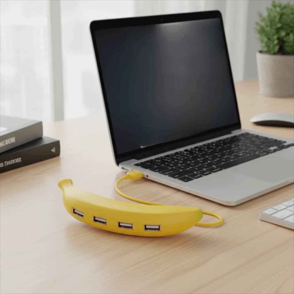 Hub USB Portatile a Forma di Banana, 4 Porte USB 3.0, Adattatore Multiporta USB 2.0, Espansore USB a Forma di Banana, Ricarica Rapida