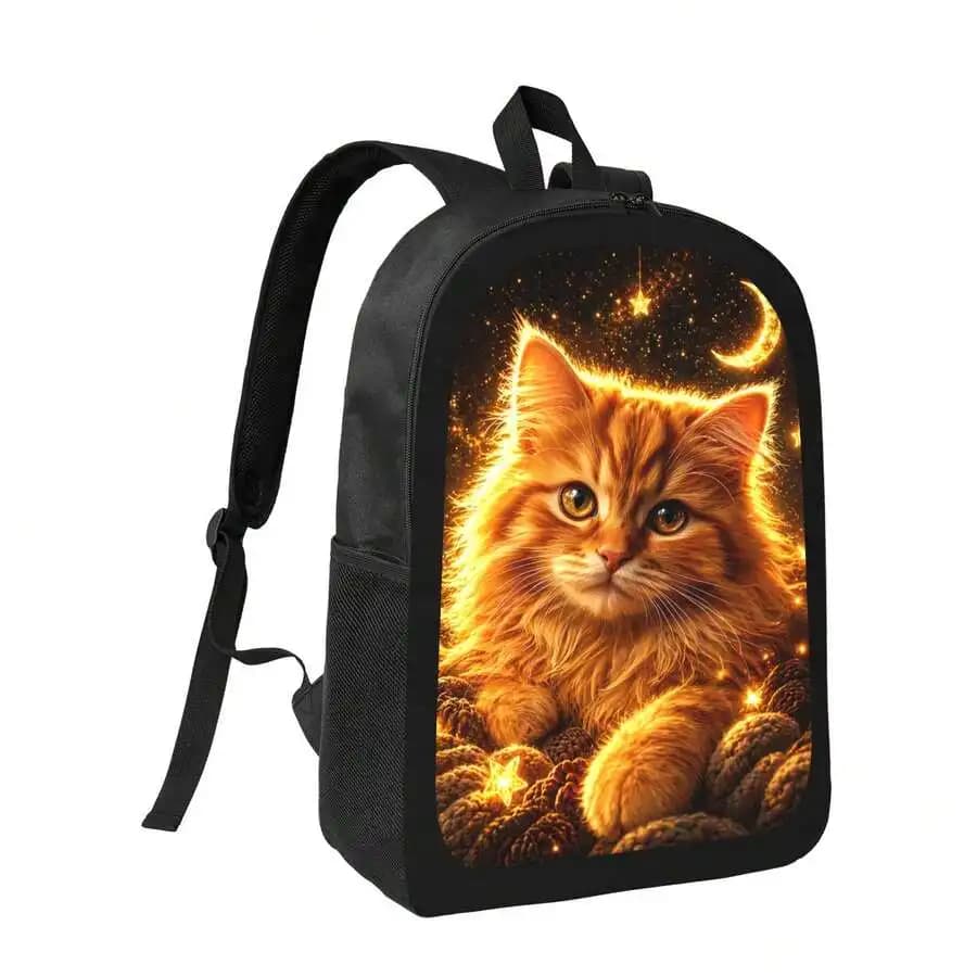 Starry Sky Cat Print Backpack Stylish Casual Daypack Lightweight Durable For Adults