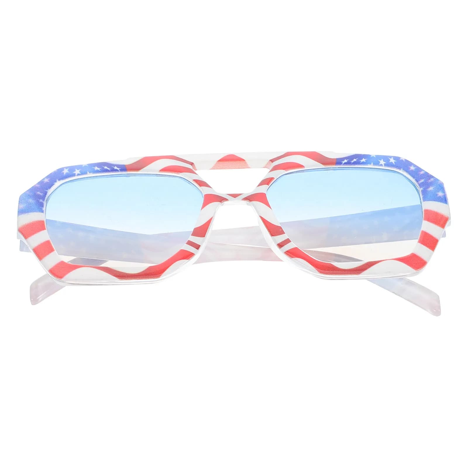 Patriotic American Flag Sunglasses Irregular Square Pattern Unique Design for Independence Day Party Trendy Summer